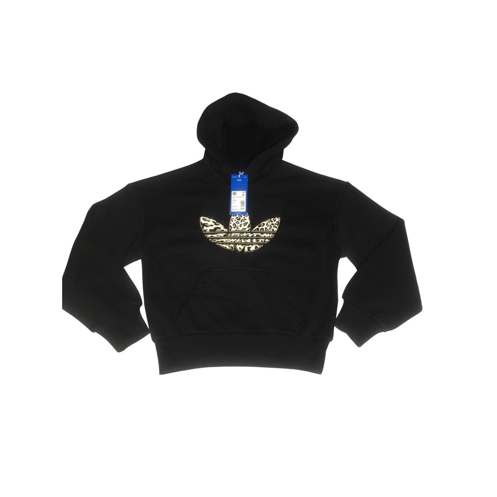 Adidas Originals Girls Black Leopard Logo Hoodie Size S‎ NWT